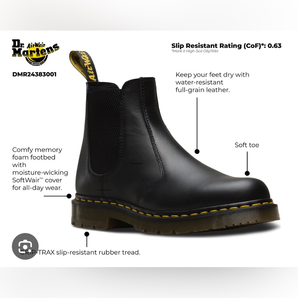Dr. Martens Black Non Slip Work Chelsea Boots 2976 SR